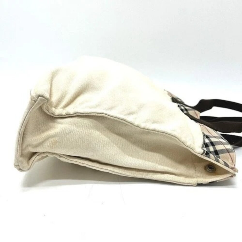 BURBERRY BLUE LABEL Check pattern Bags Hand Bag Tote Bag Canvas Beige - Picture 5 of 16